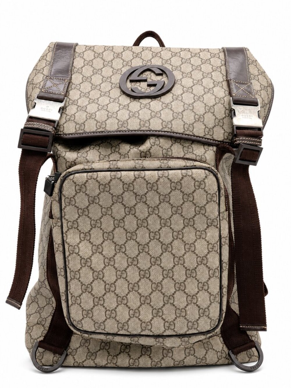 Gucci GG Supreme Backpack – Brown Canvas, Leather Trim (Pre-Owned)